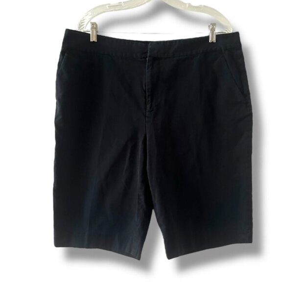Lauren Ralph Lauren Black Flat Front Bermuda Shorts Women's Plus Size 16 Preppy - Picture 1 of 14
